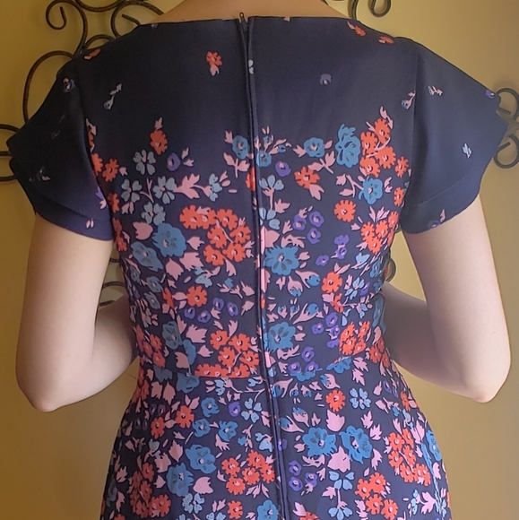 Modcloth Navy Blue and Flowers Dress, Sz S - Picture 14 of 16